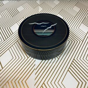 Vintage Otagiri Japan Navy Blue w/ Gold Trim Coaster Set of 6 Round Box w/ Lid